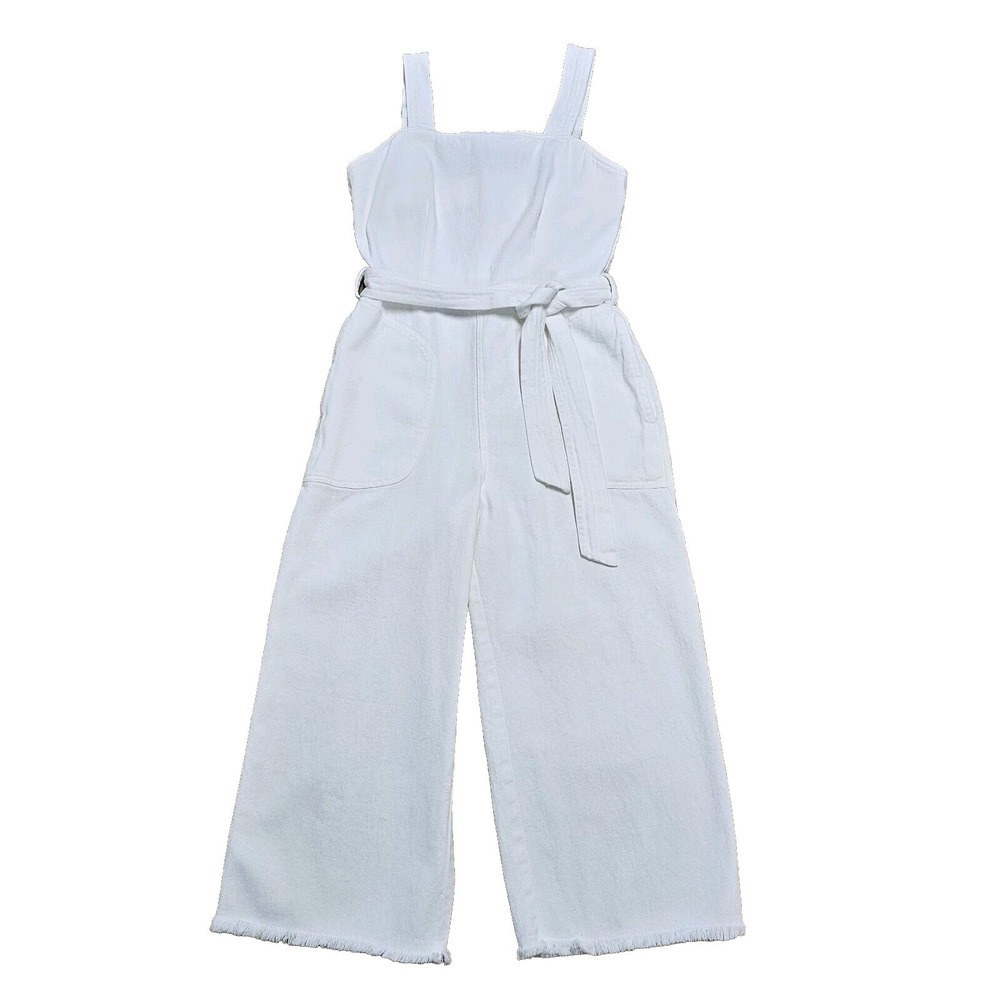 Sage The Label Cream‎ White Cropped Belted Overalls Size S Festival Hippie Boho